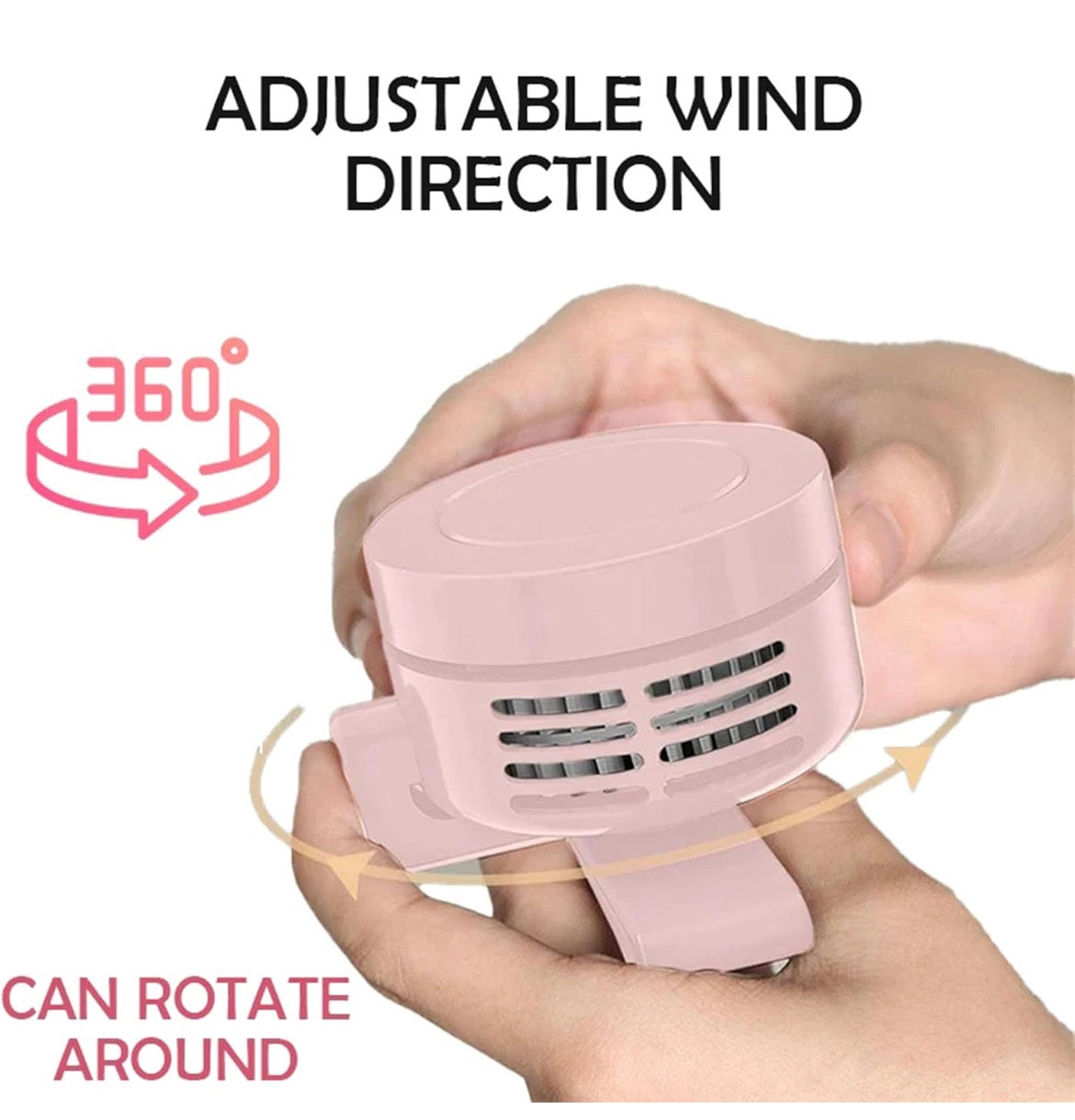 Portable Fan, Mini Waist Clip Fan, 360 Degree Clip On Air Cooler, USB or Battery Operated Hands-Free Personal Fan 3 Speeds Bladeless Neck Fan Wearable for Outdoor Farm Hiking Camping Travel
