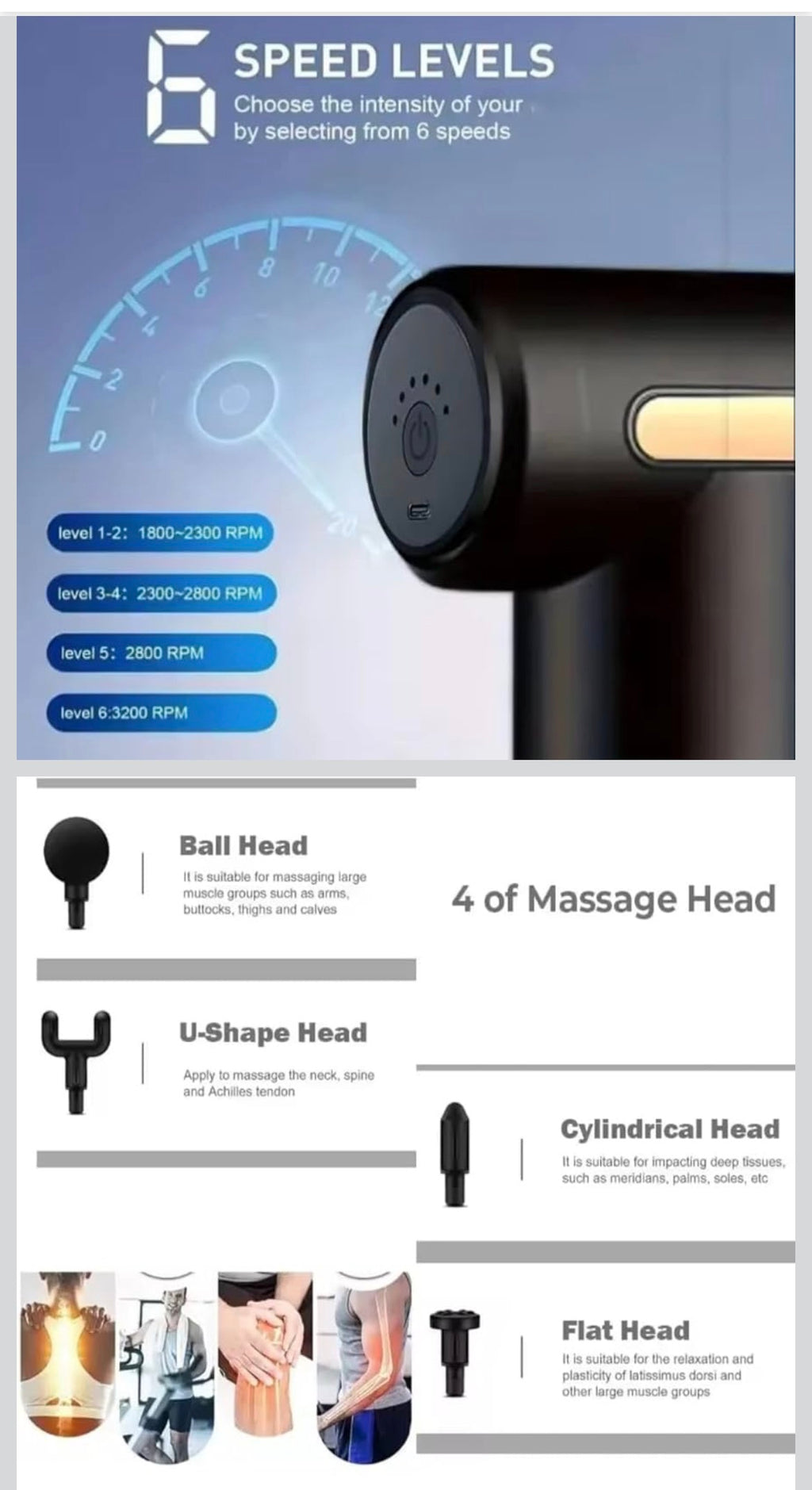 USB Massage Gun for Muscle Relaxation with Vibratory Varilla and 3 Massage Heads for Enhanced Relief and Soothing Therapy Ideal for Muscle Tension Relief