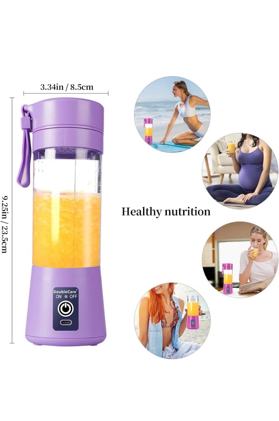 Portable USB Rechargeable Blender – Smoothie & Juice Maker Bottle