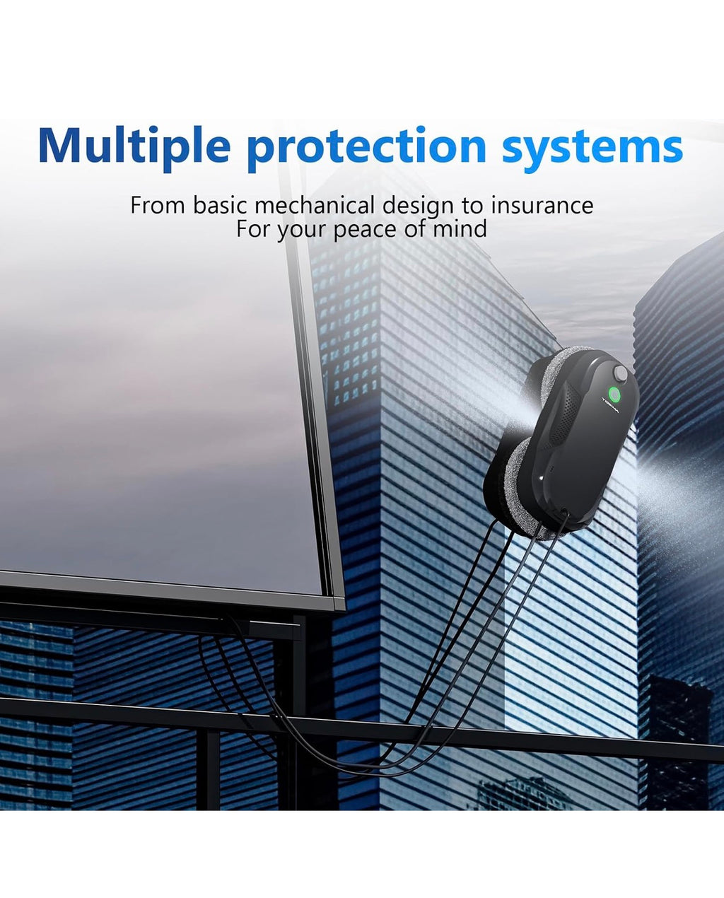 W5 Window Cleaning Robot, 6400Pa Max Adaptive Suction, Auto-Spray Smart Window Cleaner with Triple Safety System, Intelligent Navigation, Remote Control, for All Smooth Surfaces, Black