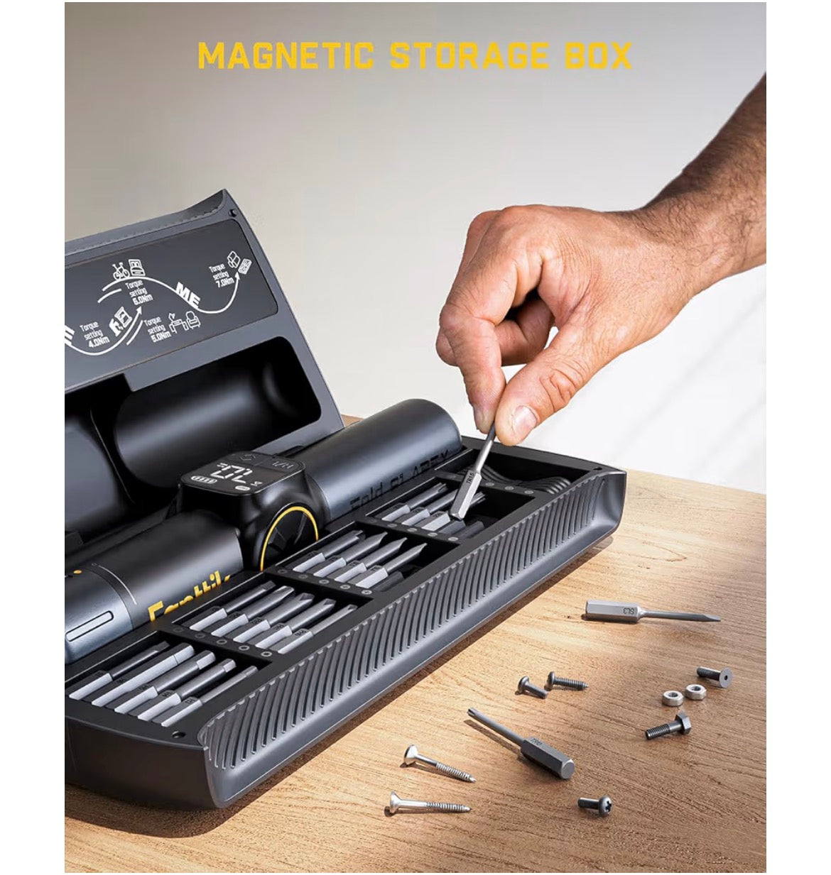 Fanttik S1 APEX Electric Screwdriver, Pivot Handle Screwdriver, Max 7N.m High Torque, 2 Speed Options, 1/4''Hex, Screen Interaction, Tech Tool for DIY Enthusiasts-Deluxe Edition