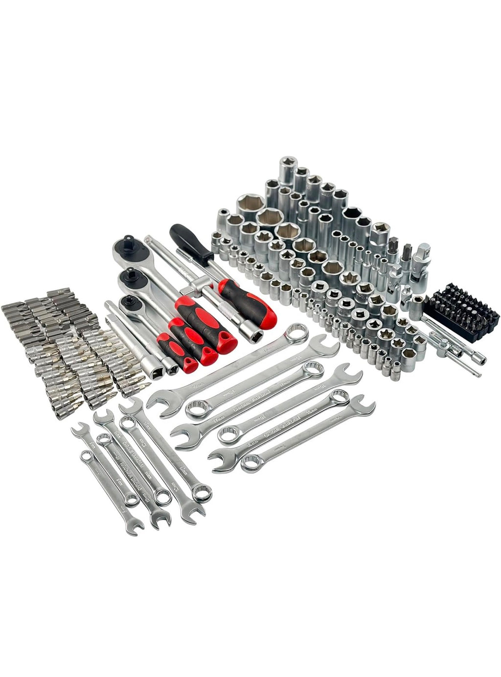 Professional 216pcs Socket Ratchet Wrench Set, 1/4 & 3/8 Inch Drive, Standard Full Mechanic Tool Set for Auto & Motorcycle Repair with Ratchet Handle, Extension Bar, Universal Joint & Reducer