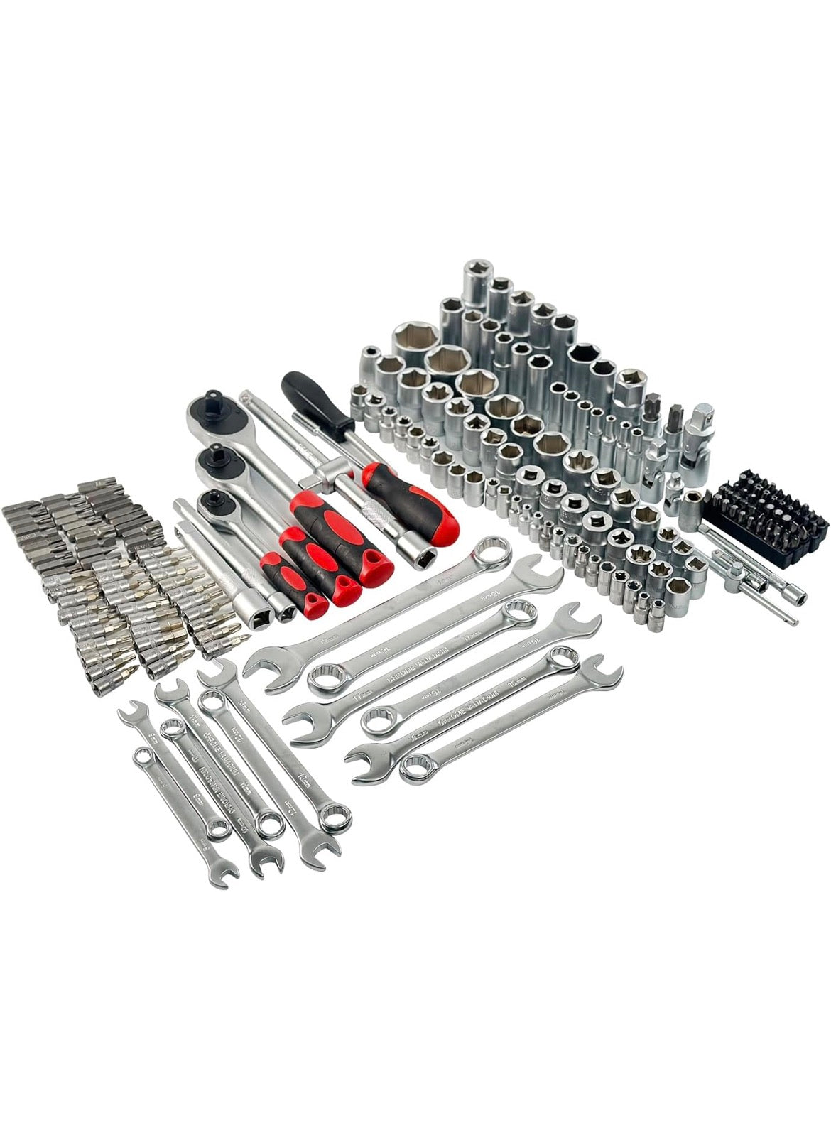 Professional 216pcs Socket Ratchet Wrench Set, 1/4 & 3/8 Inch Drive, Standard Full Mechanic Tool Set for Auto & Motorcycle Repair with Ratchet Handle, Extension Bar, Universal Joint & Reducer