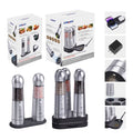 COSPRO Electric Salt and Pepper Grinder Gift-Ready Set – 2-in-1 Dual Chamber Rechargeable Mill & 3-in-1 Automatic Grinder Set | Adjustable Coarseness, LED, One-Handed Operations
