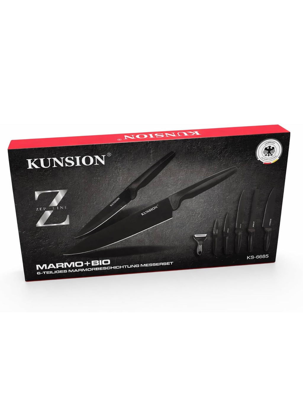 Kunsion 6-Piece Knife Set – Non-Stick Marble Coating Kitchen Knife Set with Peeler