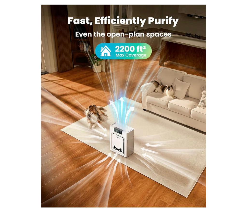Air Purifier for Home with HEPA Filter – Pet Hair & Odor Cleaner for Cats and Dogs – Quiet Air Cleaner for Bedroom and Living Room