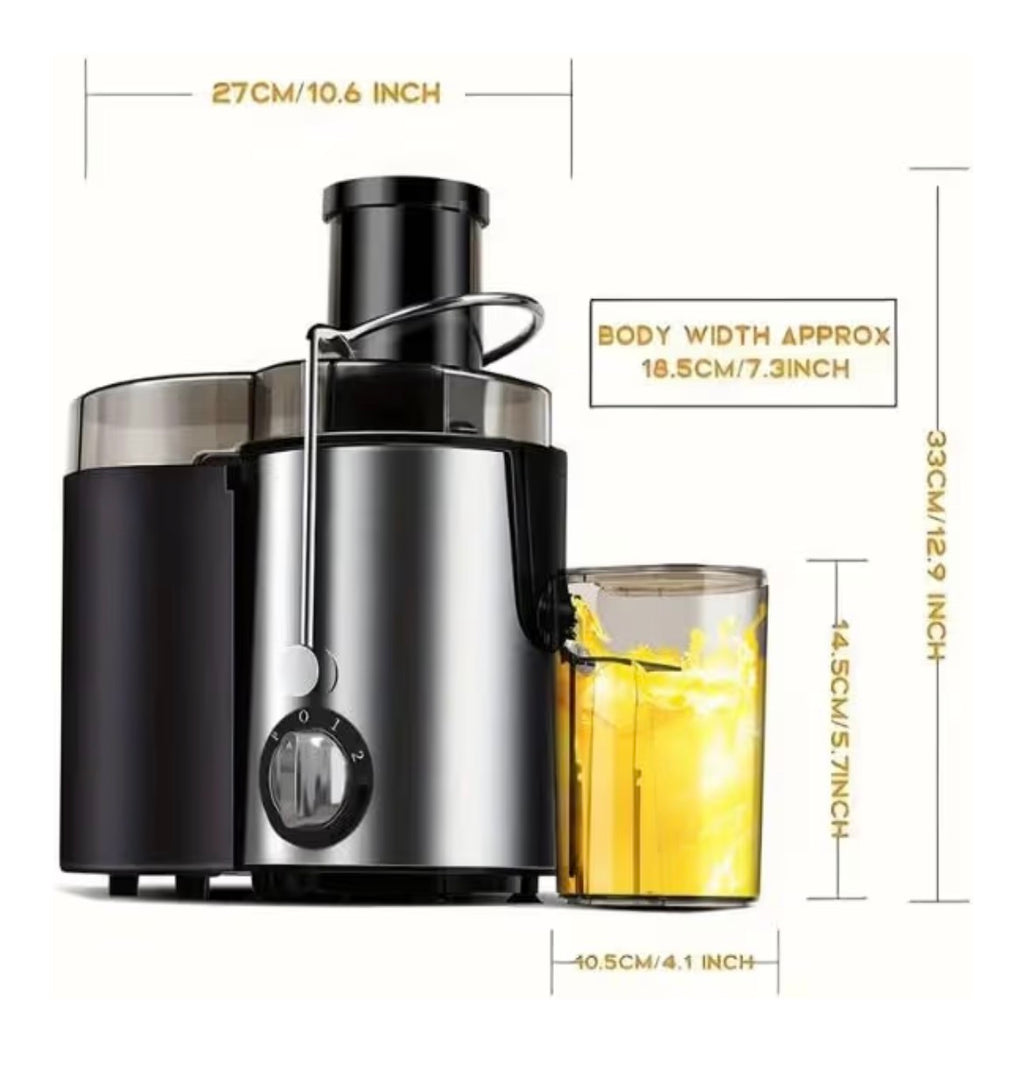Electric Juicer Machine with 2-Speed Settings, Stainless Steel Centrifugal Juice Extractor for Fruits and Vegetables