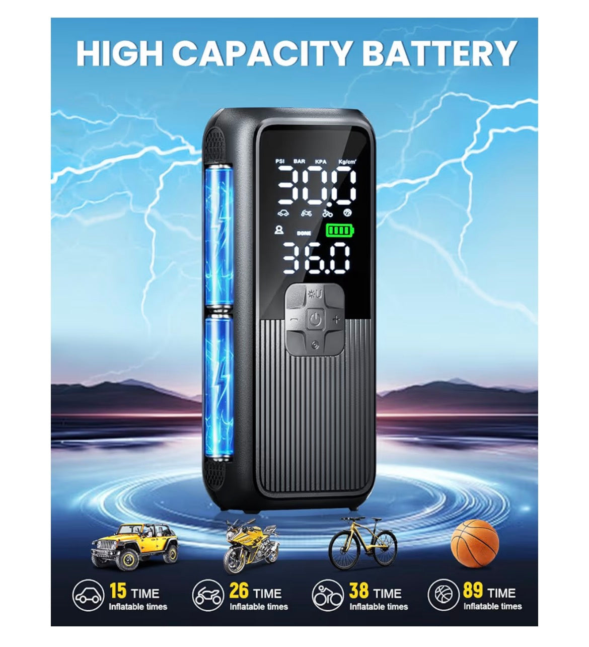 Tire Inflator Portable Air Compressor, T05 Air Pump for Car, Motorcycle, Bike, Balls with Tires Pressure Gauge, 150PSI Air Compressor Portable, Tires Pump with LED Light & Auto Shut-Off