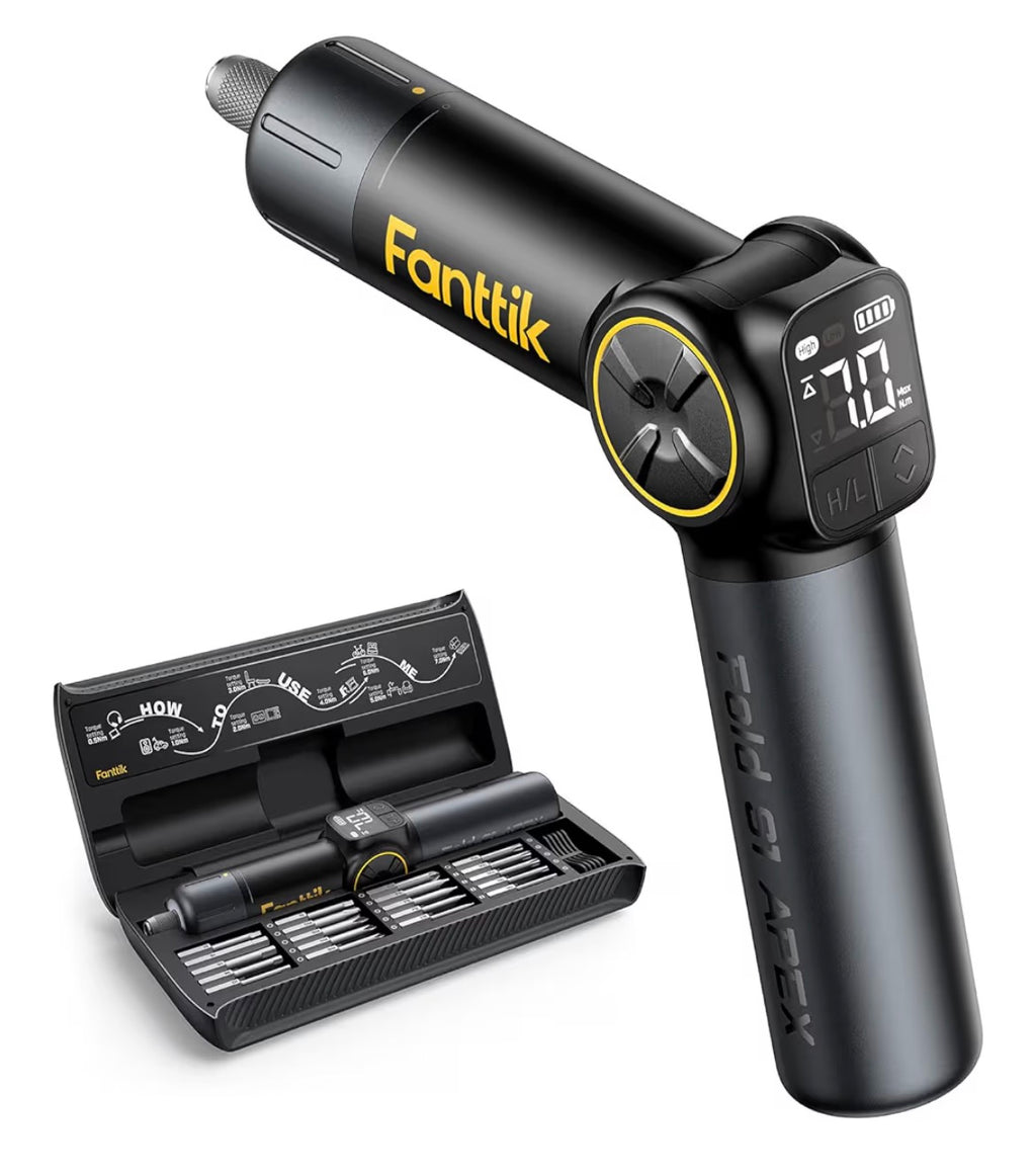 Fanttik S1 APEX Electric Screwdriver, Pivot Handle Screwdriver, Max 7N.m High Torque, 2 Speed Options, 1/4''Hex, Screen Interaction, Tech Tool for DIY Enthusiasts-Deluxe Edition