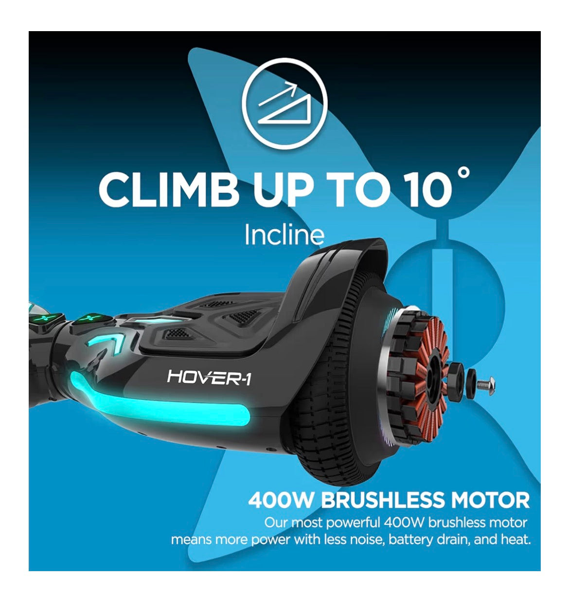 Hover-1 Superfly Electric Self Balancing Scooter with 7MPH Top Speed, 6 Mile Range, Long Lasting Li-Ion Battery - 5HR Full Charge, Built-In Bluetooth Speaker - Rider Modes: Beginner to Expert