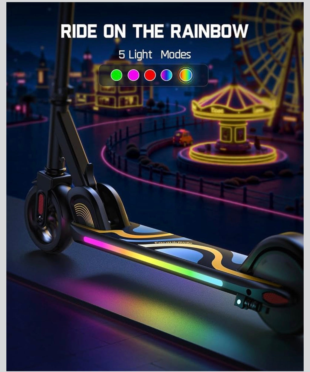 FanttikRaide
Kids Electric Scooter with LED Lights – Foldable E-Scooter for Boys & Girls – Lightweight Ride Scoo