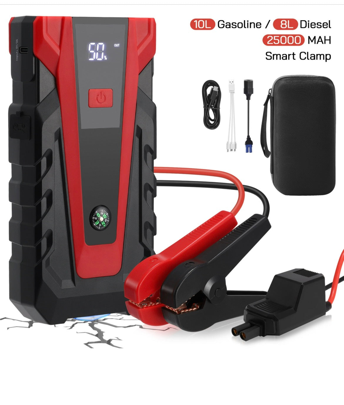 Car Jump Starter 4800A Peak Car Battery Jump Starter 25000mAh Battery Jump Box for Car up to 10.0L Gas or 8.0L Diesel Engine with LED Light