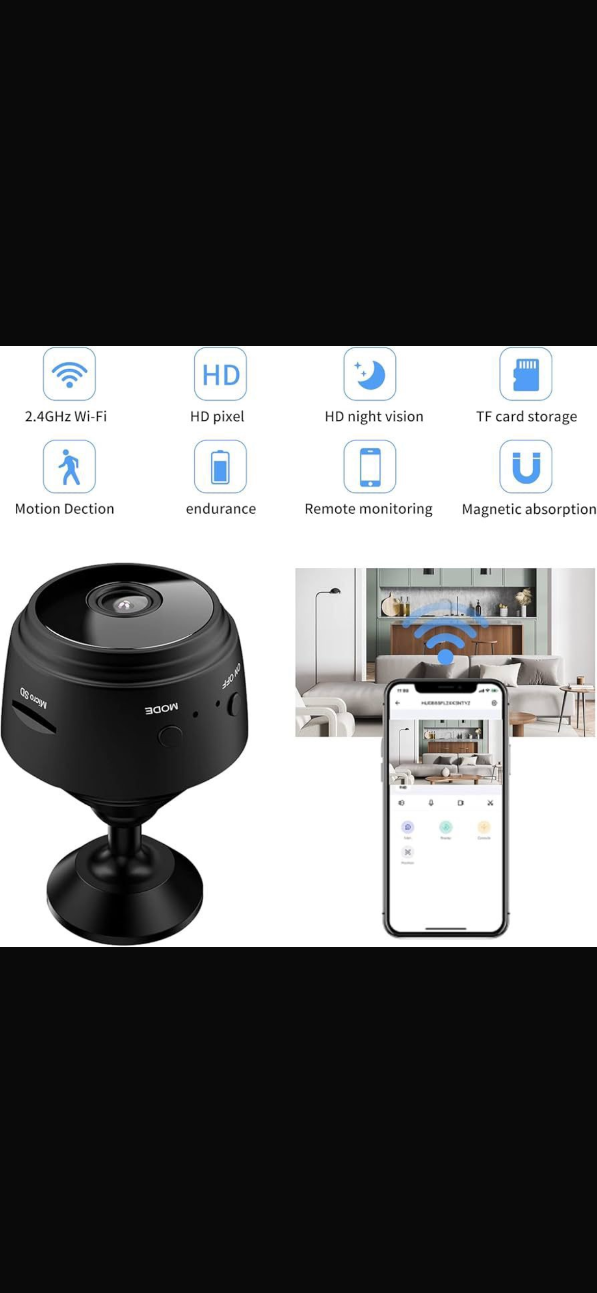 House Guard Security Camera, Household Mini Cameras, 1080p HD Wireless Security Camera with Smart Motion Detection, Night Vision, Wide-Angle Lens, Magnetic Mount for Home Office